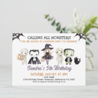 Halloween Lila ruft alle Monster zum Geburtstag an