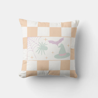 Halloween Lila Spooky Season Checkerboard Kissen