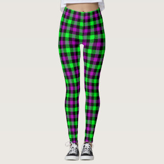 Halloween Lila und Neon Green Tartan Leggings