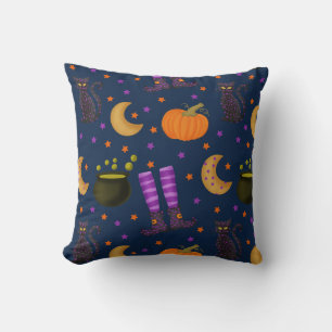 Halloween Lila und Orange Muster Kissen