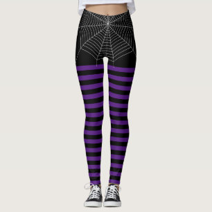Halloween Lila White Spinnennetze Leggings