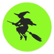 Halloween, Lime Green und Black Flying Hexe