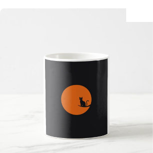 Halloween-Linienkunst-Tasse - Schwarz und Orange Kaffeetasse