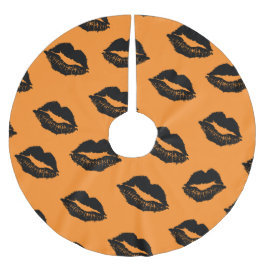 Halloween Lips Muster Orange Black Polyester Weihnachtsbaumdecke