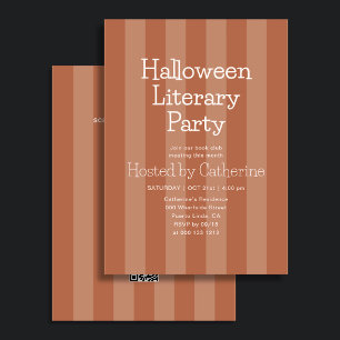 Halloween-Literaturparty-Streifen Orange  Einladung
