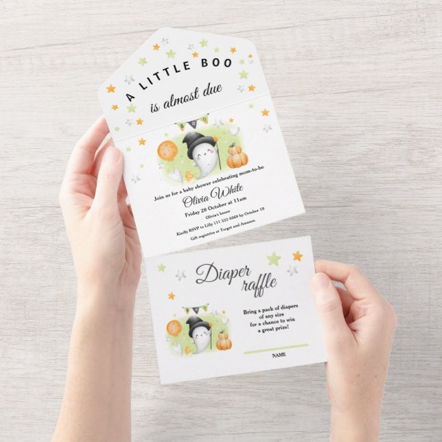 Halloween Little Boo Baby Dusche All In One Einladung (Abreißen)