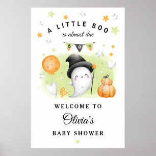 Halloween Little Boo Baby Dusche Begrüßungszeichen Poster