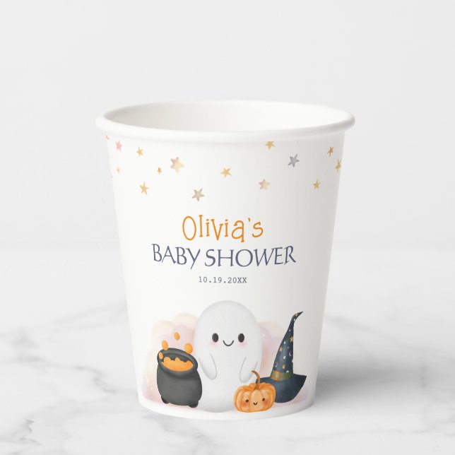 Halloween Little Boo Baby Dusche Pappbecher (Vorderseite)