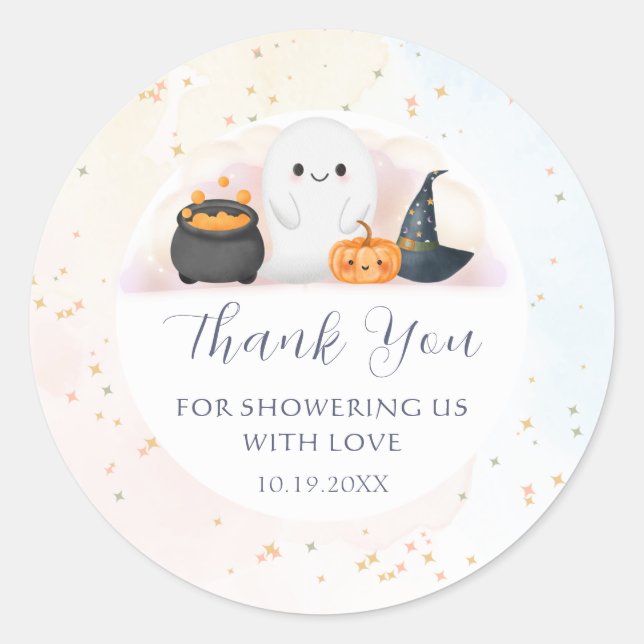 Halloween Little Boo Baby Dusche Runder Aufkleber (Vorderseite)