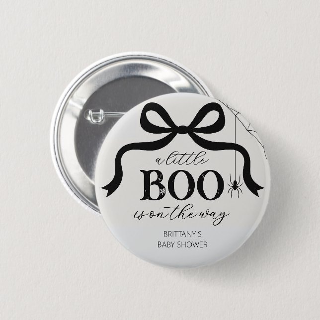 Halloween Little Boo Baby Shower Button (Vorne & Hinten)