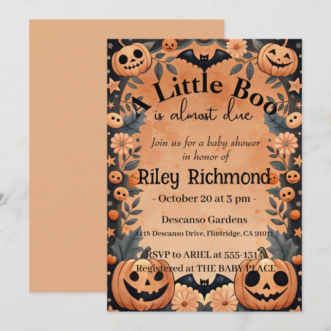 Halloween Little Boo Baby Shower Einladung (Vorne/Hinten)