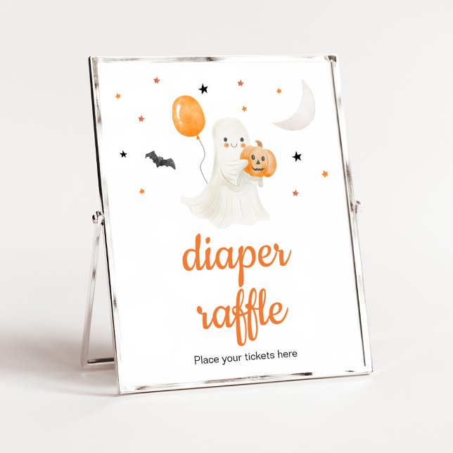 Halloween Little Boo Babydusche Windelwanne Poster (A Little Boo Baby Shower Diaper Raffle Sign)