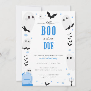 Halloween Little Boo Blue Baby Dusche Einladung