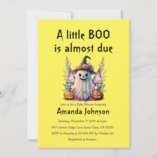 Halloween Little Boo Gender Neutral Baby Dusche Einladung (Vorderseite)