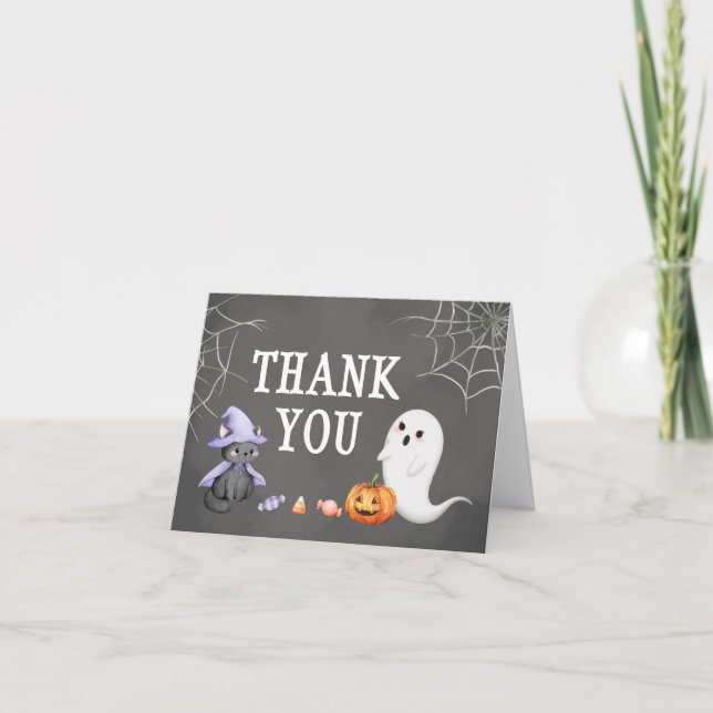 Halloween Little Boo Ghost Baby Dusche Dankeskarte (Vorderseite)