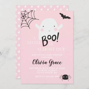 Halloween Little Boo Ghost Baby Dusche Pink Invita Einladung