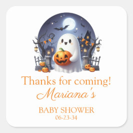 Halloween Little Boo Ghost Baby Dusche Quadratischer Aufkleber