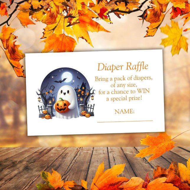Halloween Little Boo Ghost Diaper Raffle Ticket Begleitkarte (Von Creator hochgeladen)
