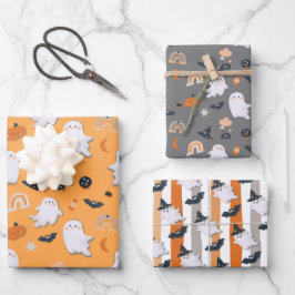 Halloween Little Boo Ghosts Wrapping Paper Sheets Geschenkpapier Set