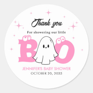 Halloween Little Boo Girl Babydusche Danke Runder Aufkleber