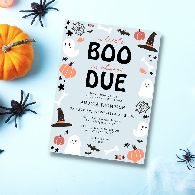 Halloween Little Boo ist fast Due Baby Boy Dusche Einladung (Von Creator hochgeladen)