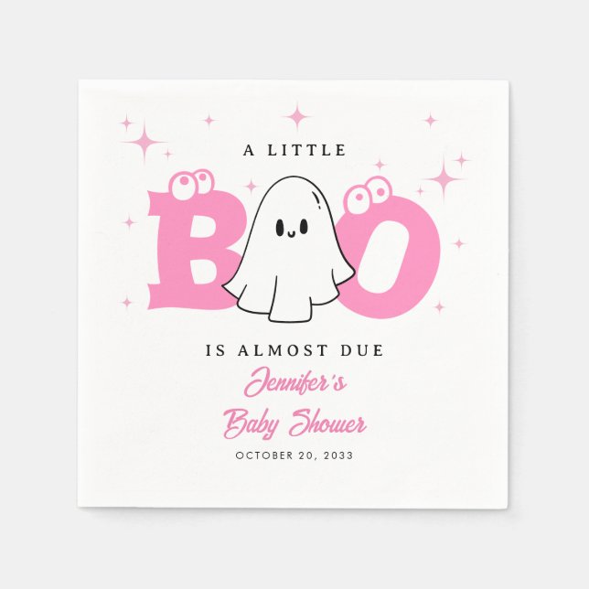 Halloween Little Boo Niedlich Ghost Girl Babydusch Serviette (Vorderseite)