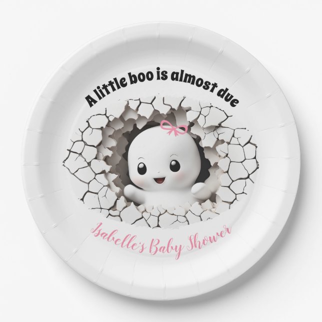 Halloween Little Boo Pink Baby Duschpapier Teller (Vorderseite)