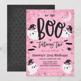 Halloween Little Boo Pink Ghost 2. Geburtstags-Par Einladung