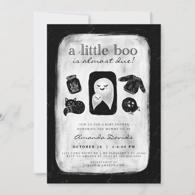 Halloween Little Boo Skull Sprinkle Baby Dusche in Einladung (Vorderseite)