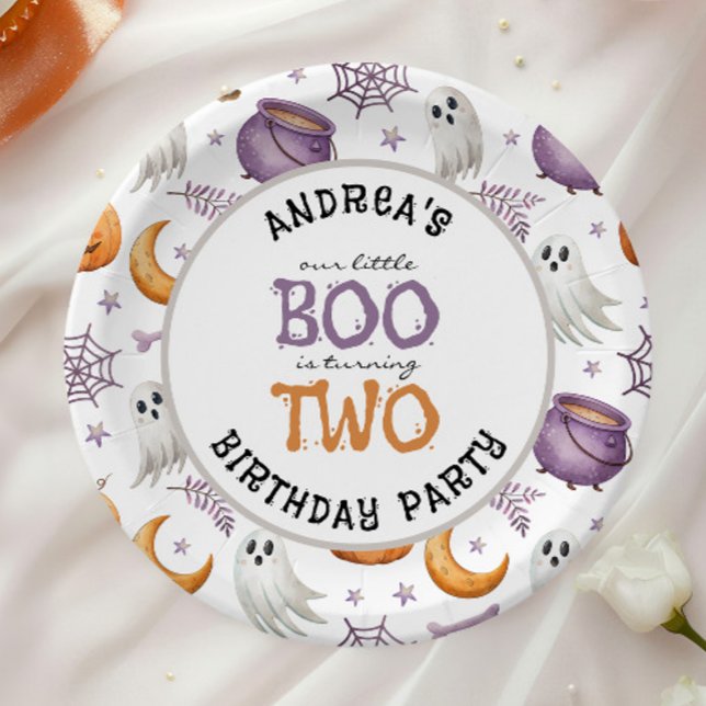 Halloween Little Boo wird zwei 2. Geburtstag Pappteller (Von Creator hochgeladen)