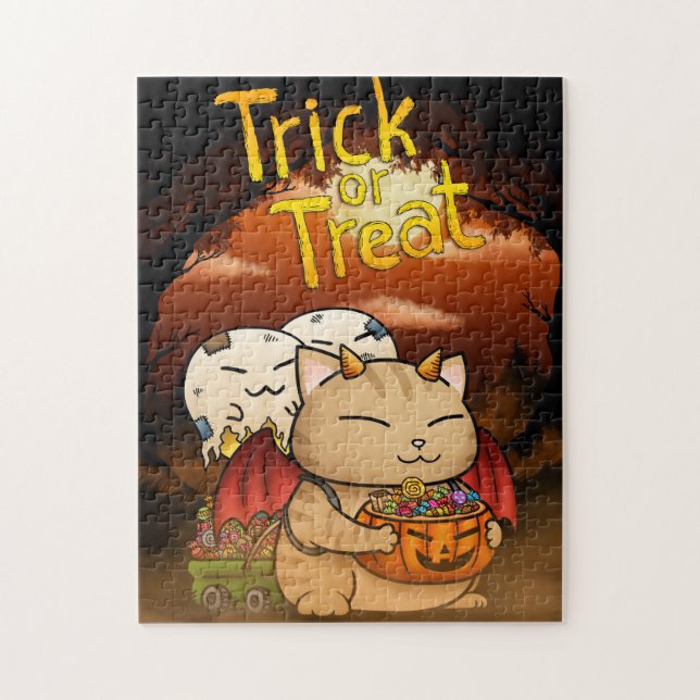 Halloween Little Devil Cat Puzzle (Vertikal)
