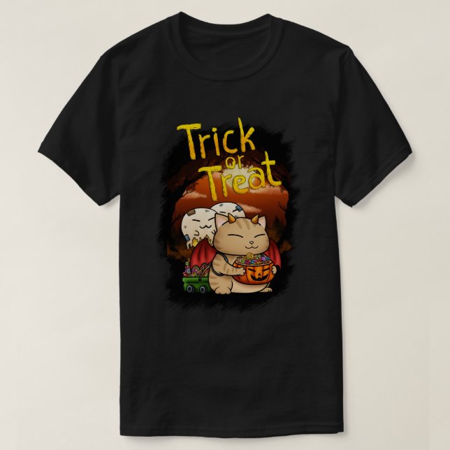 Halloween Little Devil Cat T-Shirt (Design vorne)