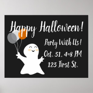 Halloween Little Ghost mit Balloons Poster