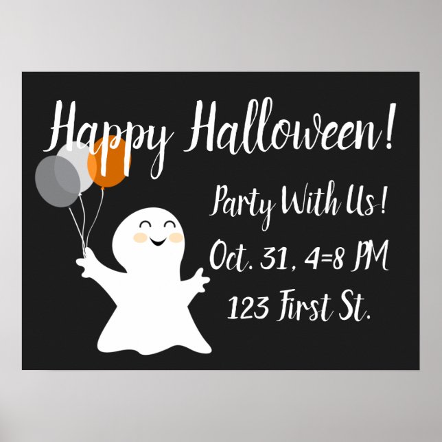 Halloween Little Ghost mit Balloons Poster (Vorne)