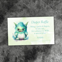 Halloween Little Monster Boy Diaper Raffle Ticket