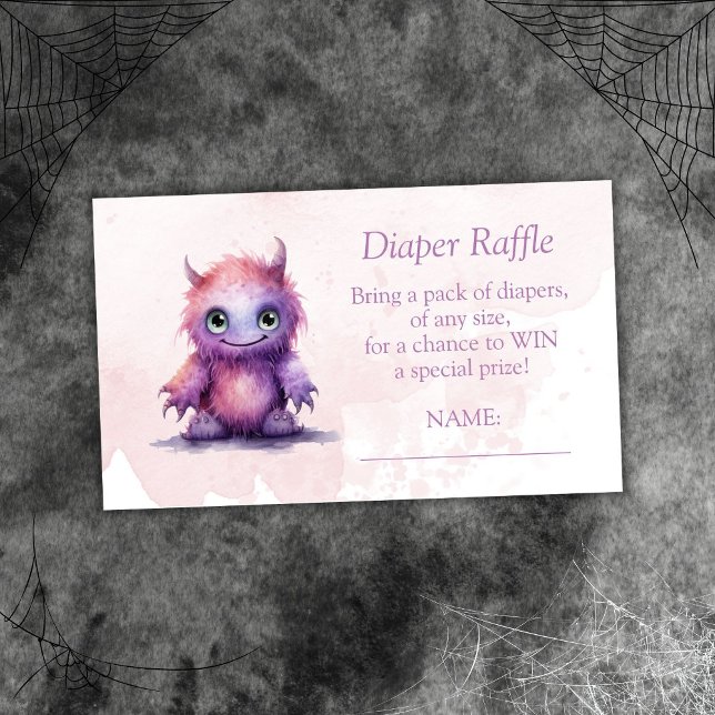 Halloween Little Monster Girl Diaper Raffle Ticket Begleitkarte (Von Creator hochgeladen)