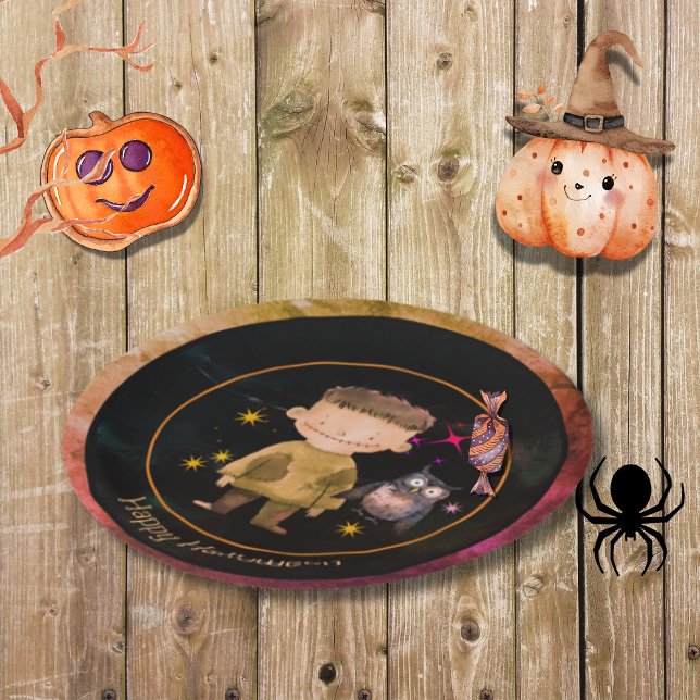 Halloween Little Monster Party Pappteller (Halloween Little Monster Party Paper Plates)