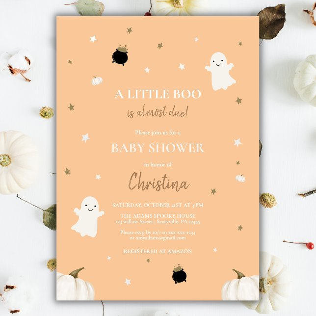Halloween Little Pumpkin Boo Baby Shower Orange Einladung (Von Creator hochgeladen)