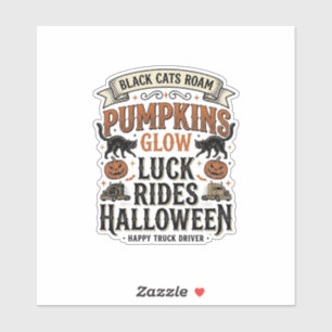 Halloween-LKW-Fahrer-Shirt mit schwarzen Katzen un Aufkleber