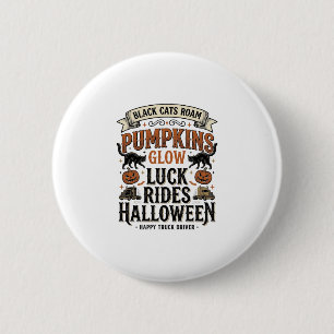 Halloween-LKW-Fahrer-Shirt mit schwarzen Katzen un Button