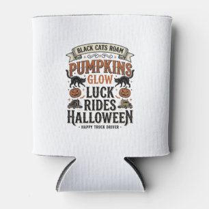 Halloween-LKW-Fahrer-Shirt mit schwarzen Katzen un Dosenkühler