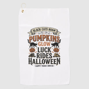 Halloween-LKW-Fahrer-Shirt mit schwarzen Katzen un Golfhandtuch