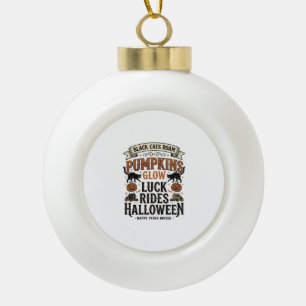 Halloween-LKW-Fahrer-Shirt mit schwarzen Katzen un Keramik Kugel-Ornament