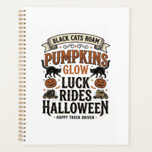 Halloween-LKW-Fahrer-Shirt mit schwarzen Katzen un Planer