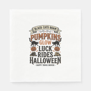 Halloween-LKW-Fahrer-Shirt mit schwarzen Katzen un Serviette