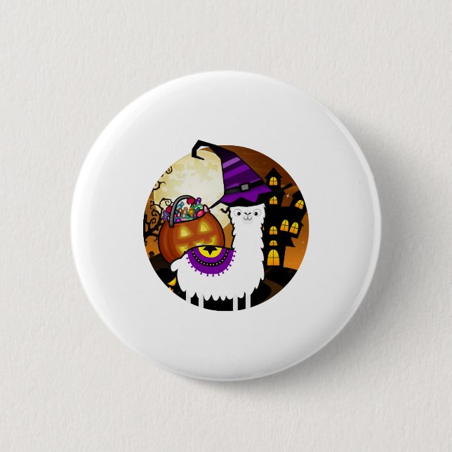 Halloween Llama Alpaca Funny Lama Glama Cooles Ges Button (Vorderseite)