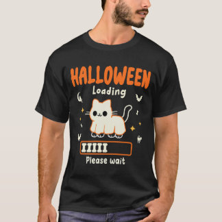 Halloween Loaden Bitte warten lustige schwarze Kat T-Shirt