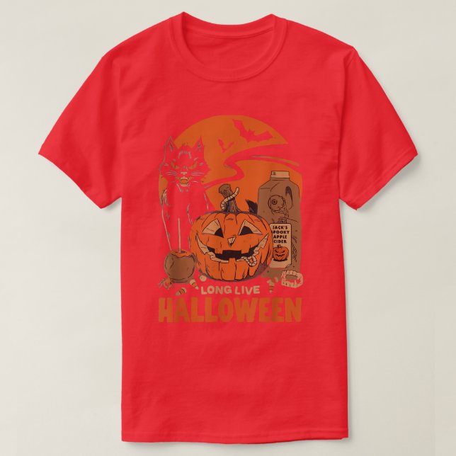Halloween Long Live Halloween Witchy Pumpkin Black T-Shirt (Design vorne)