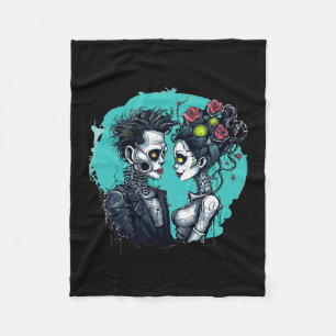 Halloween Lovers Frankenstein Skeleton Fleecedecke