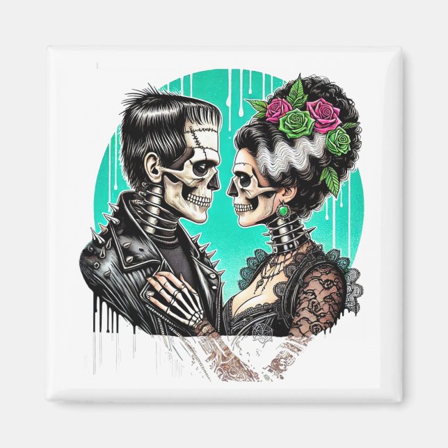 Halloween Lovers Frankenstein Skeleton For Men Wom Magnet (Vorne)